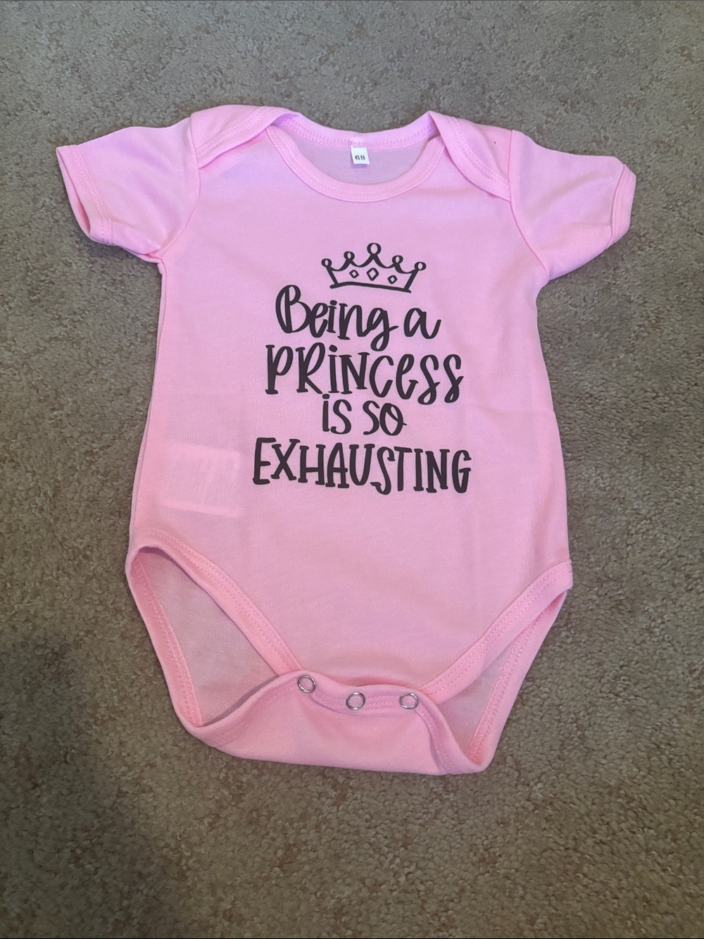 Pink Baby One-Piece Bodysuit - "Being a Princess is So Exhausting"